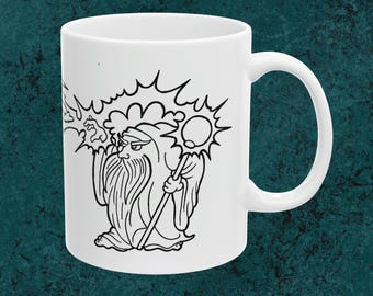 Zauberer-Kaffeetasse, Fantasy-Keramik-Trinkgefäß, lebendige Farben (11 Unzen oder 15 Unzen)