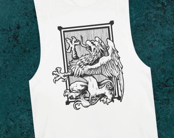 mythisches Griffin-Shirt, dunkel akademisch, mythische Fantasie