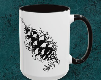 Pinecones Tinte Zeichnung Kaffeebecher