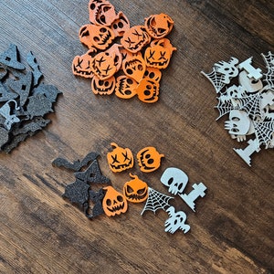 1&quot; Mini HALLOWEEN PAINTED Wood Cut-Outs Halloween Miniatures Painted 1/8&quot; Wood