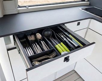 Besteckeinsatz passend für Ford Nugget V710  Schubladen Organizer L1 & L2 passgenau Besteckhalter Messerhalter Camper Küchen Zubehör