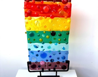 Fused glass Rainbow Bubbles