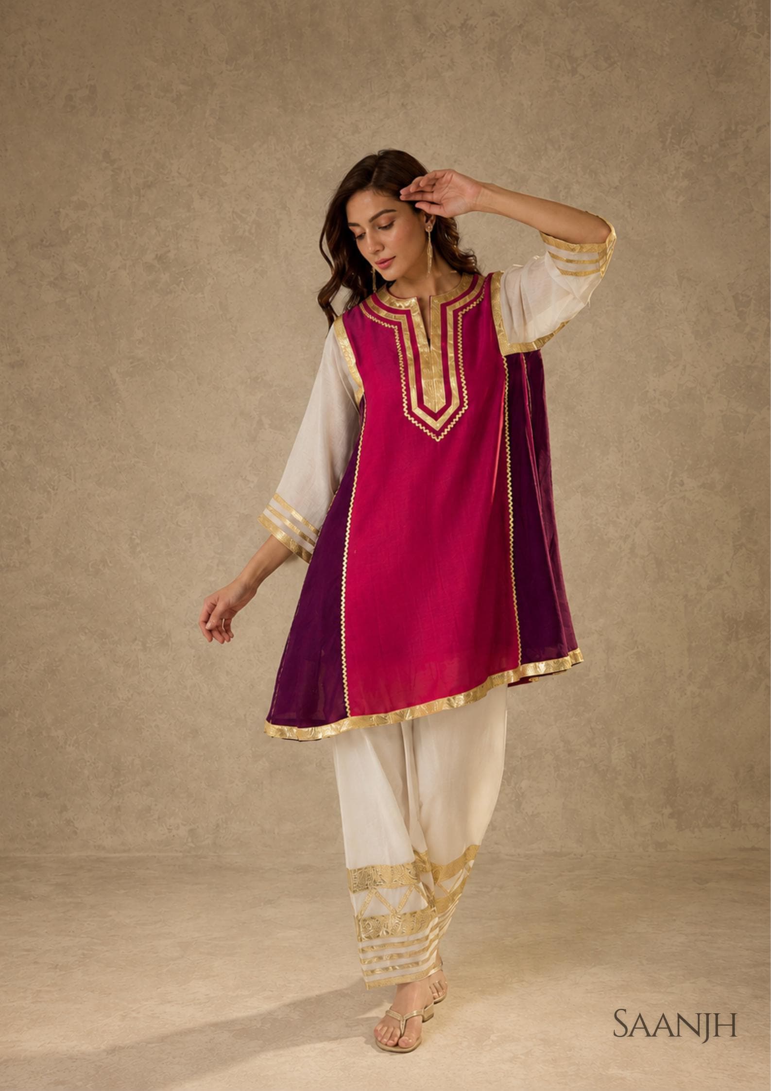 Chinon Silk Co-Ord Set Indian Matching Outfit Elegant Ethnic Wear for Women