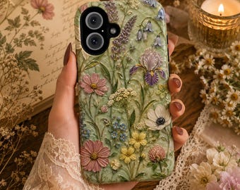 Wildflower Phone Case for iPhone Galaxy Pixel, Cottagecore Floral Phone Case, Botanical Garden Cover, Vintage Flower Aesthetic, Nature Lover