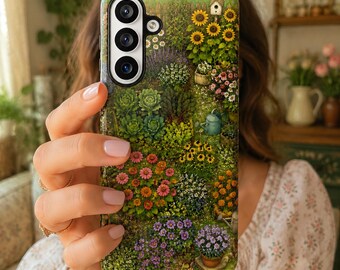 Cottagecore Garden Phone Case, Floral iPhone Case Aesthetic, Botanical Wildflower Case Nature Inspired Samsung Case, Cute Gift for Her Pixel