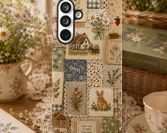 Funda para teléfono Cottagecore Patchwork, funda para iPhone Vintage Floral Quilt, funda para teléfono Coquette Aesthetic, funda rústica botánica para Samsung Galaxy Pixel
