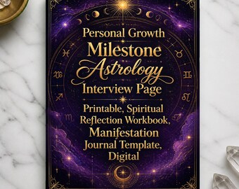 Cuaderno de trabajo de astrología, entrevista sobre hitos vitales astrológicos, mural de manifestación imprimible, cuaderno de trabajo de crecimiento espiritual