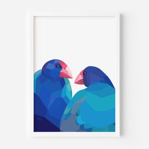 Takahe Druck - Takahe Paar - Seeland Kunst - Neuseeland Vogel - Neuseeländische Künstler - Kiwi Kunst - Neuseeland Geschenk