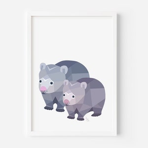 Wombat Print | Nursery Art | Wombat Baby | Australian Animals | Wombat Family | Wombat Art | Animal Family | Australian Wildlife Art