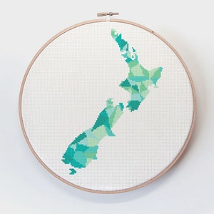 Cross stitch pattern, New Zealand map cross stitch, Map cross stitch, New Zealand art, New Zealand cross stitch, Kiwi cross stitch, Map art
