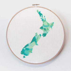 Neuseeland Kreuzstichmuster, Kreuzstichmuster, Landkarte Kreuzstich, Neuseeland Kunst, Neuseeland Kreuzstich, Kiwi Kreuzstich, Karte Kunst