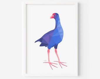 Pukeko Print - Pukeko Art - Pukeko Illustration - New Zealand Pukeko - Kiwi Art - New Zealand Decor - New Zealand Artist - Pukeko Painting