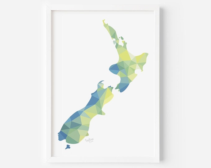 New Zealand Print - Aotearoa Map - New Zealand Map Art - New Zealand Art - Kiwiana Art - New Zealand Home - Kiwi Gift - Kiwi Artist