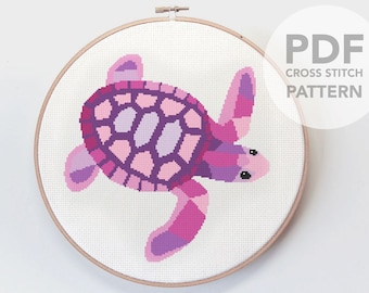 Cross stitch art, Turtle cross stitch pattern, Animal cross stitch pattern, Instant cross stitch pattern, Geometric cross stitch, Turtle art