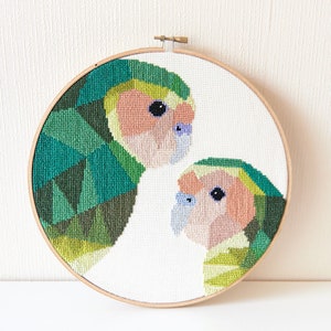 Kakapo Cross Stitch Pattern: Geometric New Zealand Art (PDF Pattern)