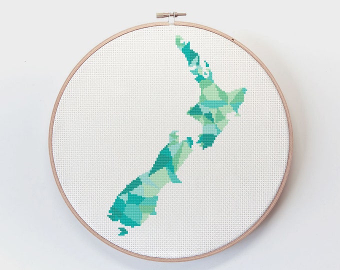 Cross stitch pattern, New Zealand map cross stitch, Map cross stitch, New Zealand art, New Zealand cross stitch, Kiwi cross stitch, Map art