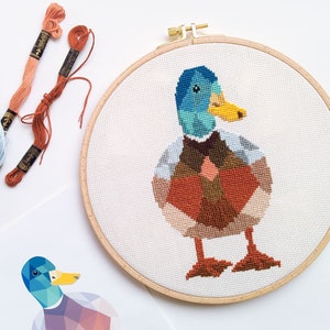 Cross stitch pattern, Duck cross stitch, Cute cross stitch, Animal cross stitch, Beginners cross stitch, Poly cross stitch, Duck wall art