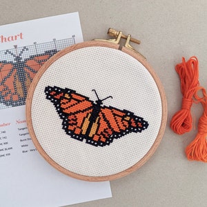 Butterfly cross stitch pattern, Monarch Butterfly cross stitch pdf, Instant cross stitch pattern, Easy cross stitch, Beginner cross stitch image 2