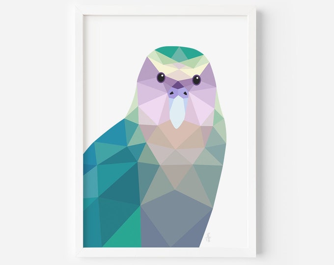 Kakapo Print | Kakapo Art | New Zealand Art | New Zealand Birds | New Zealand Wildlife | Kiwi Birds | Made in New Zealand | A6 A5 A4 A3 A2