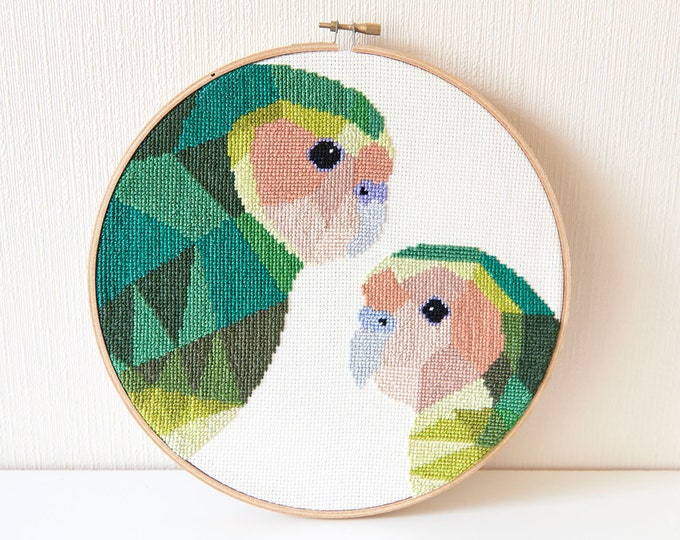 Kakapo cross stitch pattern, Cross stitch art, New Zealand cross stitch pattern, Instant cross stitch pattern, Geometric cross stitch, Kiwi