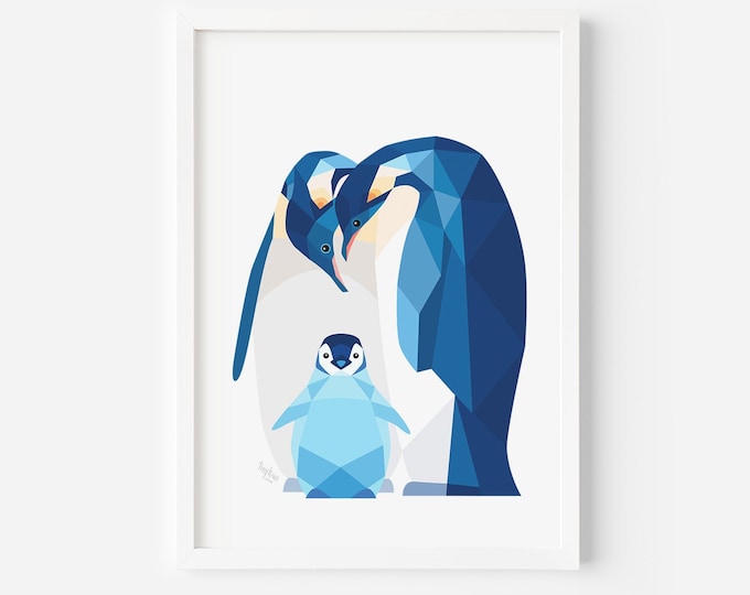 Penguin Print | Nursery Print | Penguin Illustration | Penguin Baby | Nursery Decor | Animal Family Art | Baby Shower Gift | Baby Penguins