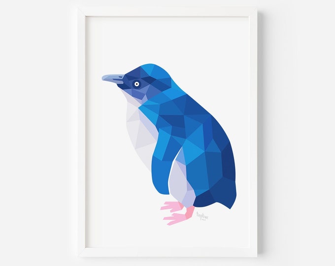 Blue Penguin Print | Little Blue Penguin | Penguin Art | Penguin Illustration |New Zealand Penguin | Kiwi Art | New Zealand Birds | Kiwiana