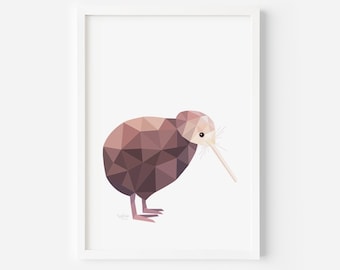 Kiwi Print - Kiwi Illustration - Kiwi Art - New Zealand Kiwi - Geometric Kiwi - New Zealand Art - Kiwiana Art - New Zealand Gift - Kiwi Bird