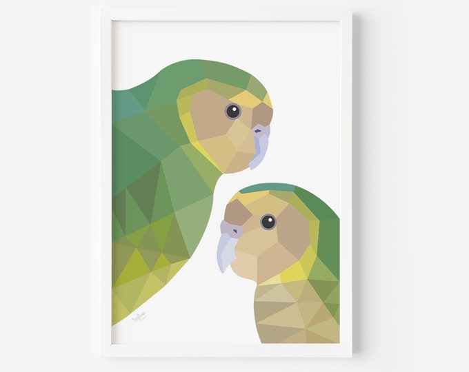 Kakapo Print | Kakapo Illustration | Kakapo Poster | New Zealand Birds | Kiwi Art | Kakapo Parrot | New Zealand Wildlife | Kiwiana Gift Idea