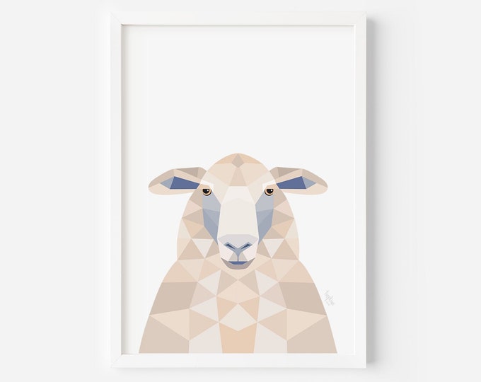 Sheep print | New Zealand sheep | Sheep illustration | New Zealand art | Geometric sheep | Sheep art | Kiwi style | Kiwiana gift