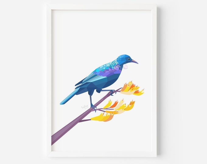 Tui Print | New Zealand Bird | Kiwiana | Kiwi Art | New Zealand Wall Art |  Tui Painting | Native New Zealand Birds | Kiwi Gifts | Tui Art