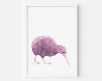 Kiwi Illustration | Kiwi Print | New Zealand Kiwi | Geometric Kiwi | Kiwi Bird Art | New Zealand Art | Kiwiana Art | New Zealand Gift