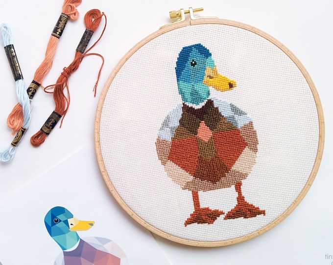 Cross stitch pattern, Duck cross stitch, Cute cross stitch, Animal cross stitch, Beginners cross stitch, Poly cross stitch, Duck wall art