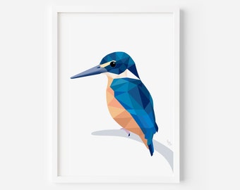 Kingfisher Art Print: New Zealand Bird Illustration