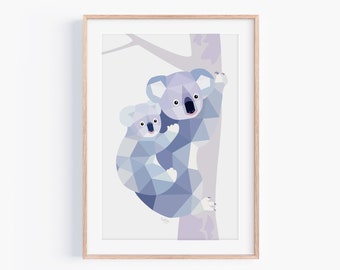 Koala print, Koala art, Koala illustration, Koala baby, Koala nursery art, Nursery print, Nursery animal art, Australian nursery art