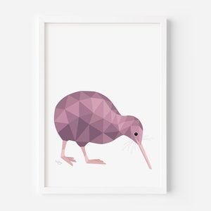 Ilustración de kiwi / Impresión de kiwi / Kiwi de Nueva Zelanda / Kiwi geométrico / Arte de ave kiwi / Arte de Nueva Zelanda / Arte Kiwiana / Regalo de Nueva Zelanda
