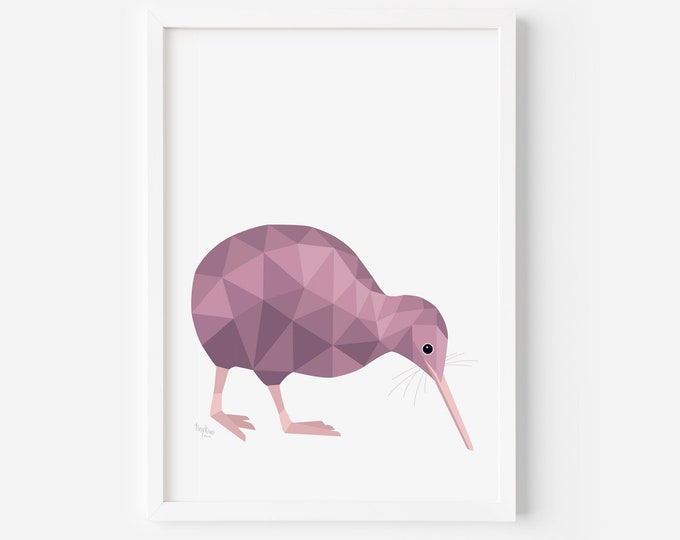 Kiwi Illustration | Kiwi Print | New Zealand Kiwi | Geometric Kiwi | Kiwi Bird Art | New Zealand Art | Kiwiana Art | New Zealand Gift