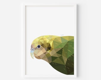 Kakapo Print | Kakapo Art | New Zealand Art | New Zealand Birds | New Zealand Wildlife | Kiwi Birds | Made in New Zealand | A6 A5 A4 A3 A2