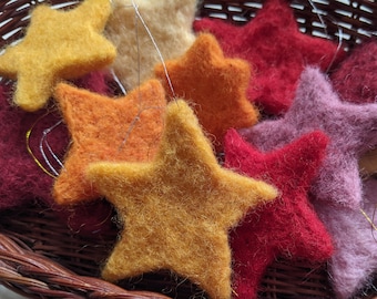 Christmas decor, Star decor, Felt stars, Christmas tree decor, Needle felted stars, Waldorf Christmas decor,  Wool felt stars, Wool stars