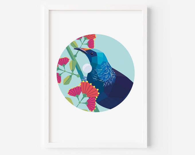 Tui - Native New Zealand Birds - Art Print - Bird Illustration - Kiwi Art - NZ Art - New Zealand Wall Art - Kiwiana - New Zealand Painting