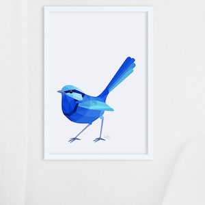 Blue Fairy Wren Art Print: Australian Bird Illustration