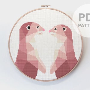 Cross stitch pattern, Otter cross stitch, Animal cross stitch pattern, Cute cross stitch, Otter art, Animal art, Nursery cross stitch