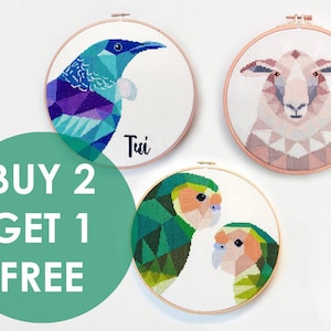 Geometric Cross Stitch Patterns PDF Set – New Zealand Designs, Modern Embroidery Charts