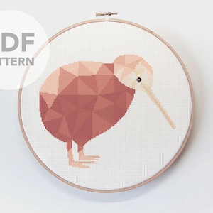 Kiwi Cross Stitch Pattern: Geometric New Zealand Bird (PDF Pattern)