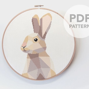 Bunny Rabbit cross stitch, Cross stitch pattern, Animal cross stitch pattern, Cute cross stitch, Rabbit art, Animal art Nursery cross stitch