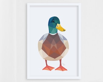 Duck art print, Duck illustration, Duck print, Duck art, Mallard duck art, Bird art, Animal art, Mallard art print, Original artwork, Cute