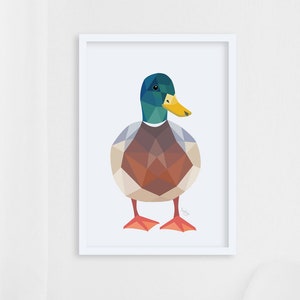 Duck art print, Duck illustration, Duck print, Duck art, Mallard duck art, Bird art, Animal art, Mallard art print, Original artwork, Cute