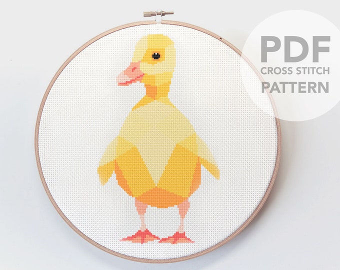 Duck cross stitch, Cross stitch pattern, Cute cross stitch, Duckling cross stitch, Duck art, Nursery art, Nursery gift, Nursery cross stitch