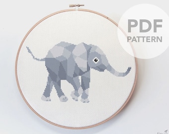 Baby Elephant Cross Stitch Pattern: Geometric Nursery Art (PDF Pattern)