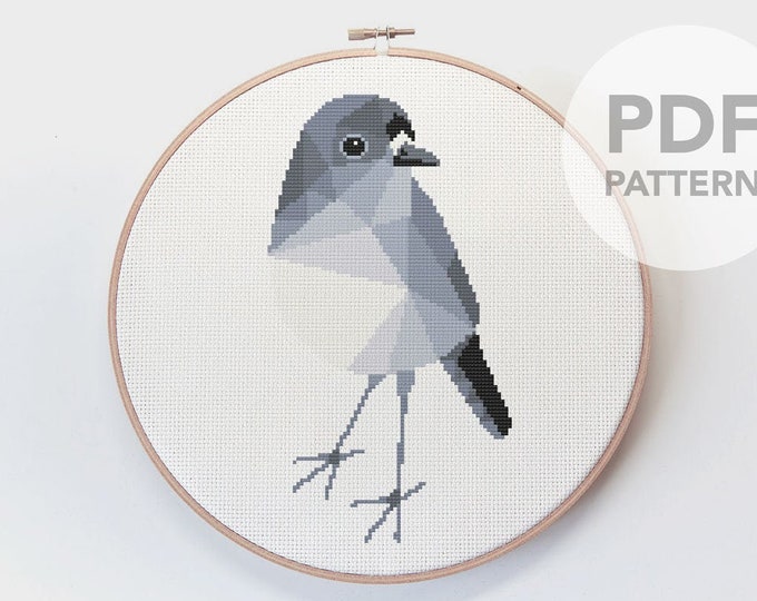 Cross stitch pattern, Robin cross stitch, New Zealand birds, Cross stitch PDF, Cross stitch art, Geometric cross stitch, Robin embroidery