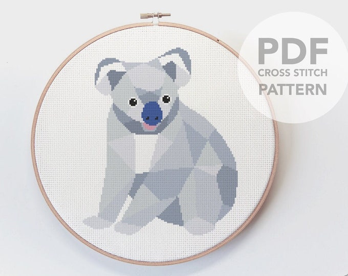 Cross stitch pattern, Koala cross stitch, Australia cross stitch, Cross stitch PDF, Australia wildlife, Cross stitch easy, Cute embroidery